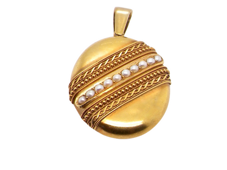 A fine Victorian pearl locket style pendant