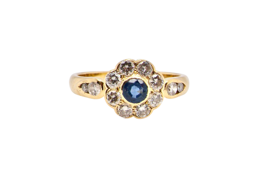 A sapphire and diamond cluster ring