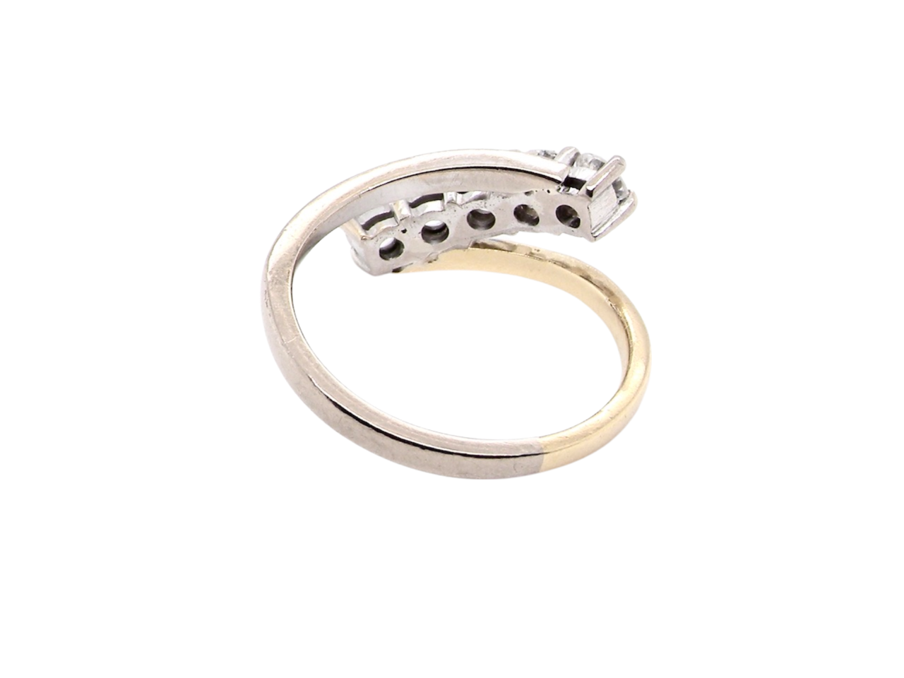 five stone diamond cross over ring