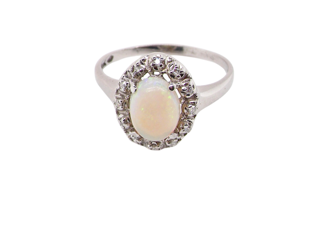 An opal and diamond  ring
