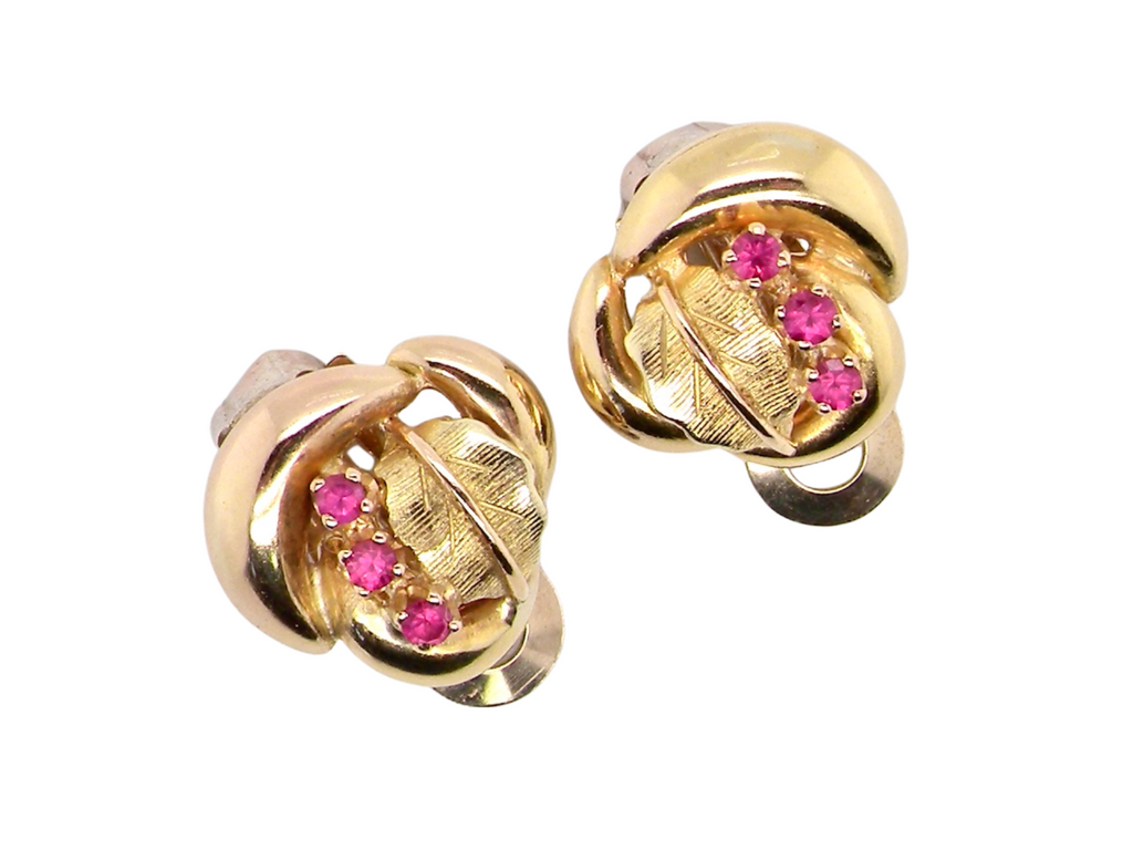 A pair of ruby clip earrings
