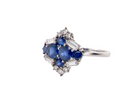 18 carat white gold sapphire and diamond cluster ring