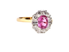 A Pink Sapphire and Diamond Ring