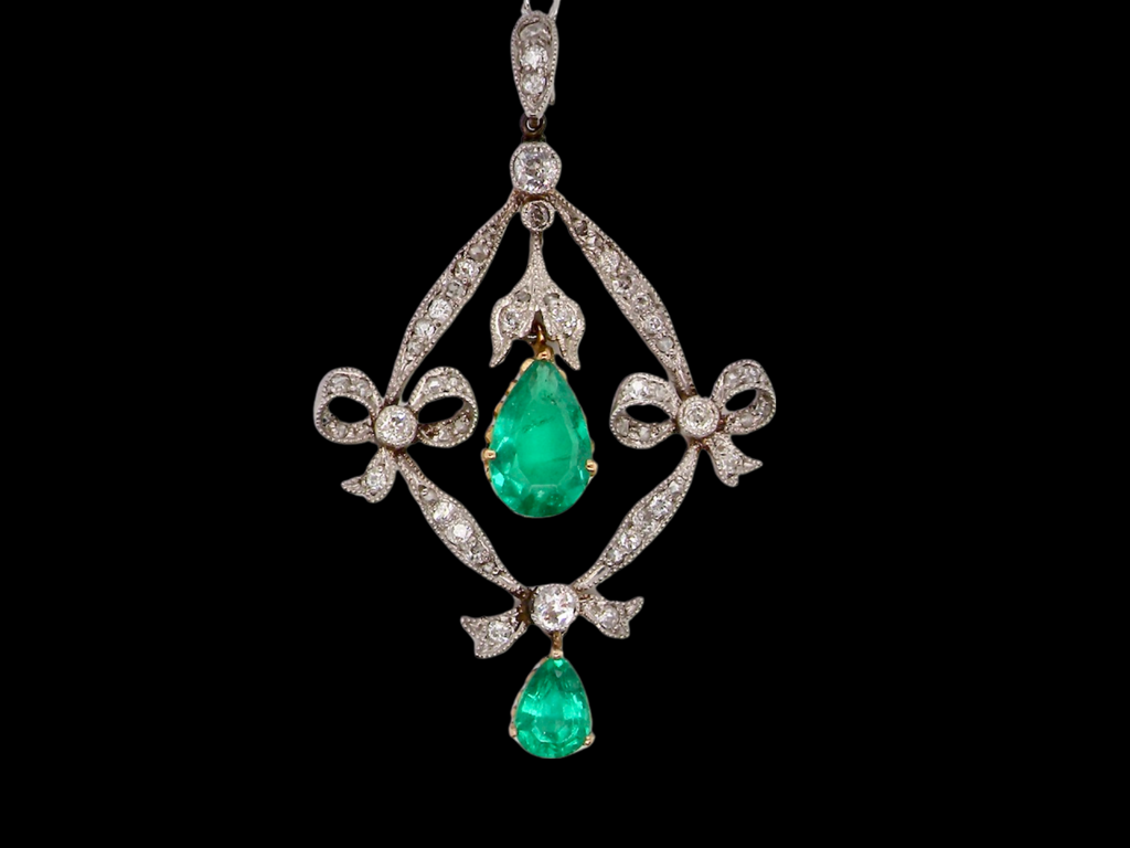 Edwardian  emerald and diamond pendant