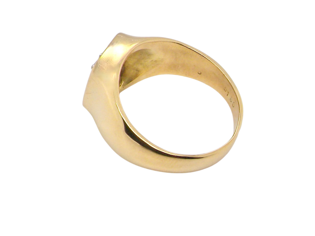  gold diamond cluster signet style ring