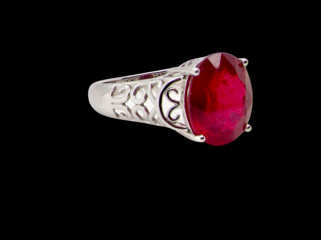 single stone glass filled ruby ring
