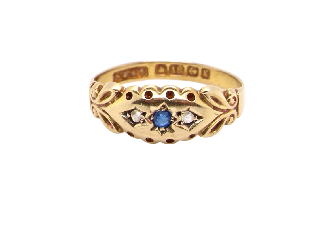 An antique sapphire and diamond ring