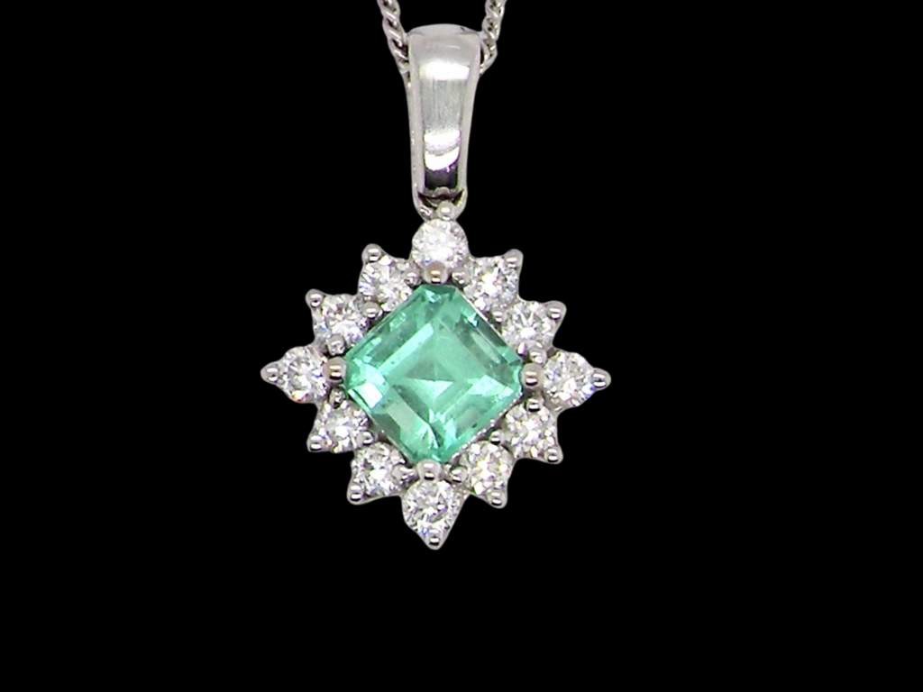 fine emerald and diamond pendant