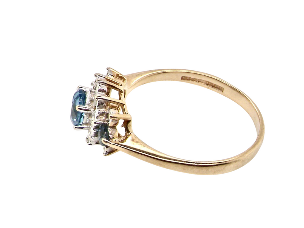 A Blue Topaz and Diamond  Ring