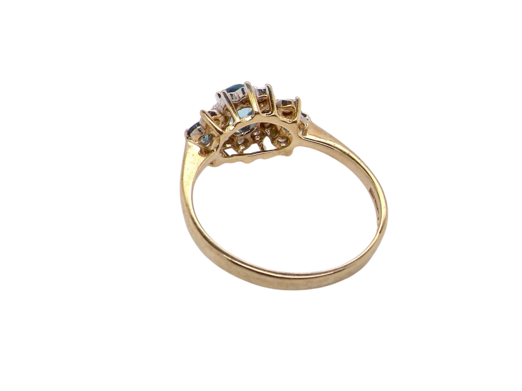 Rear of a Blue Topaz and Diamond Cluster Ring