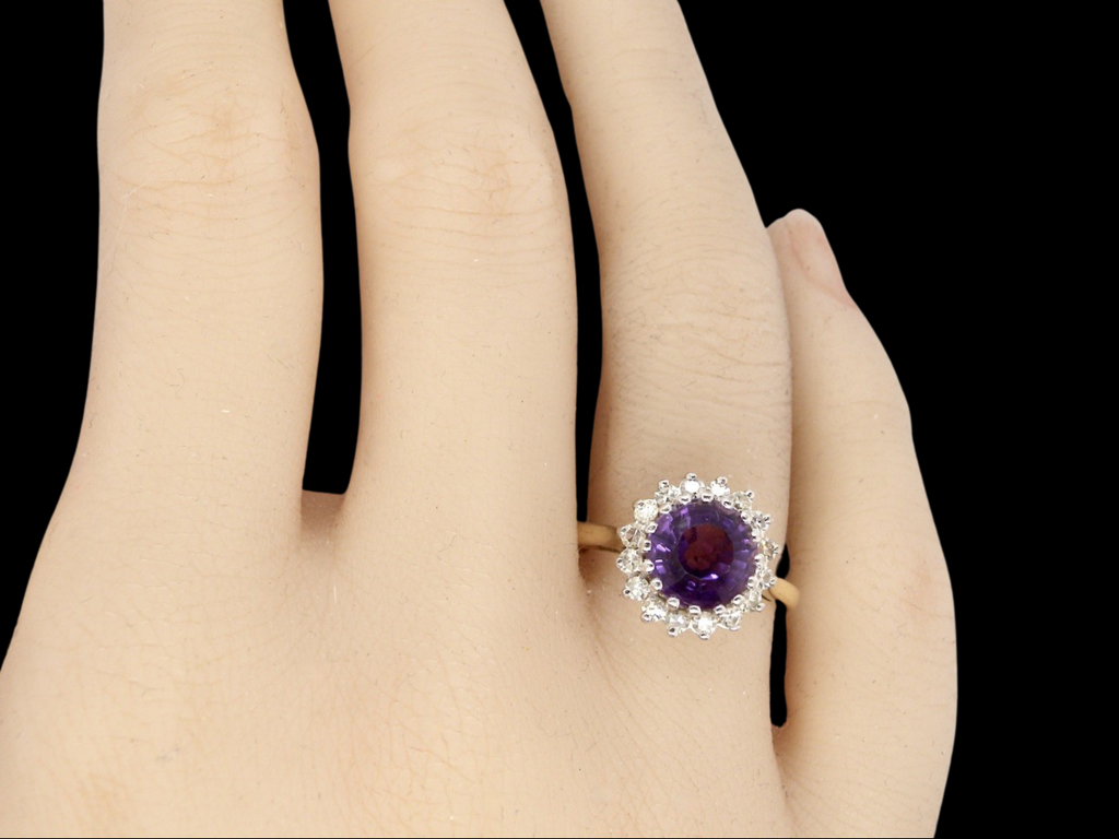 A fine Amethyst and Diamond Cluster Ring