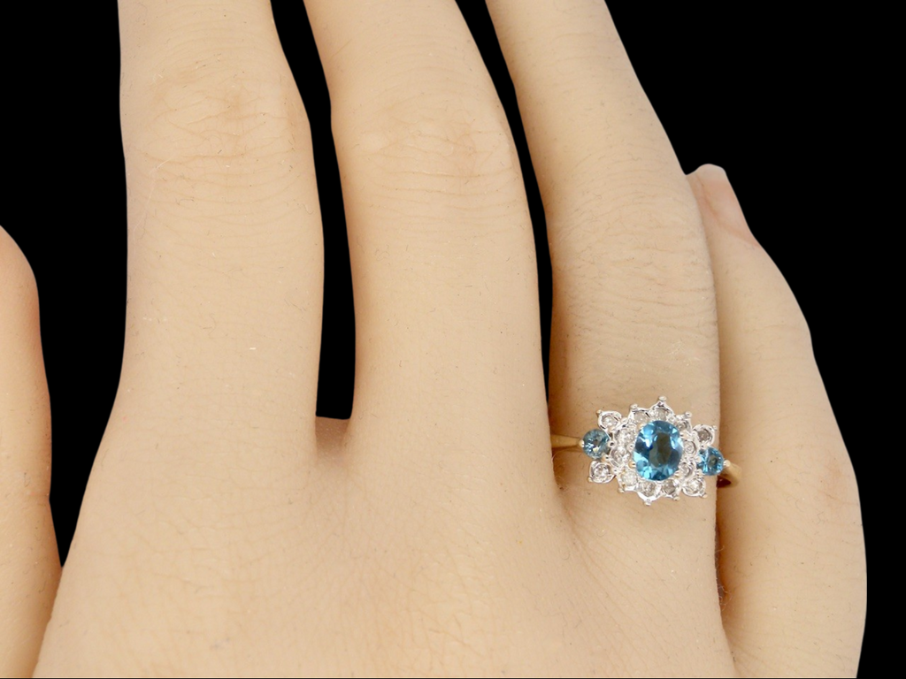  Blue Topaz and Diamond Ring