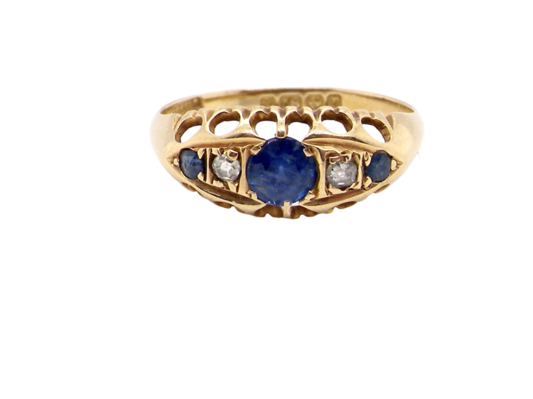 An antique sapphire and diamond ring