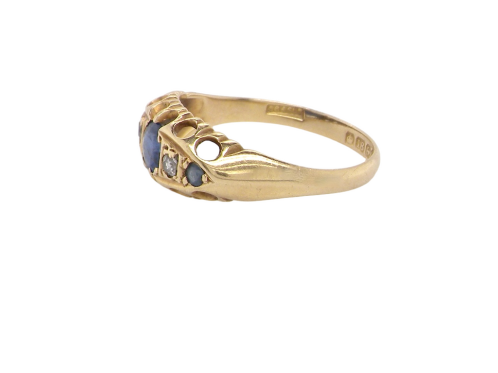 side view sapphire and diamond ring