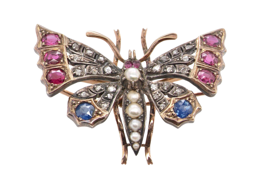  Victorian multi gemstone butterfly brooch