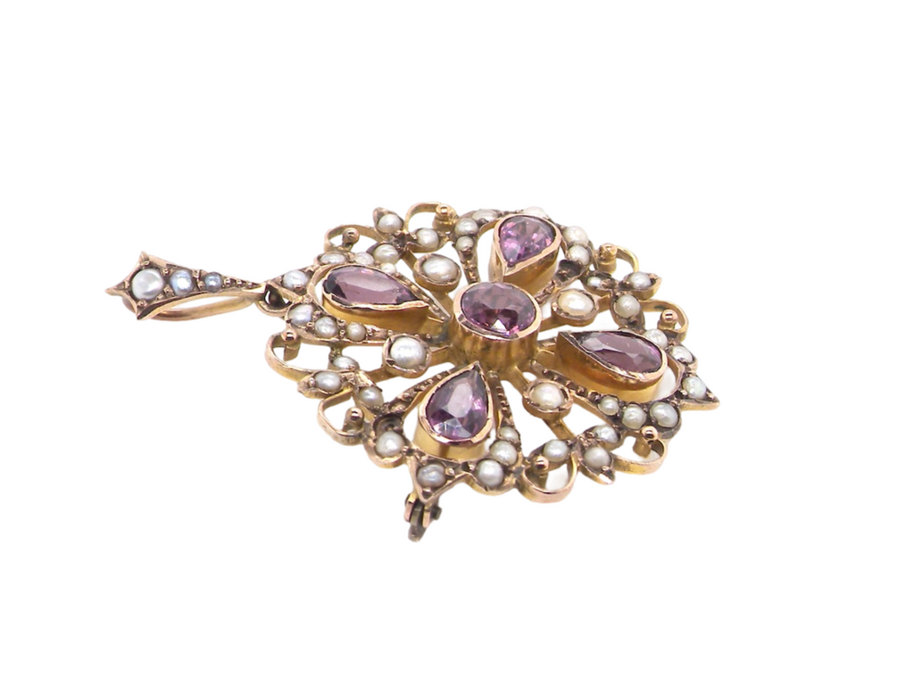 amethyst and pearl pendant/brooch