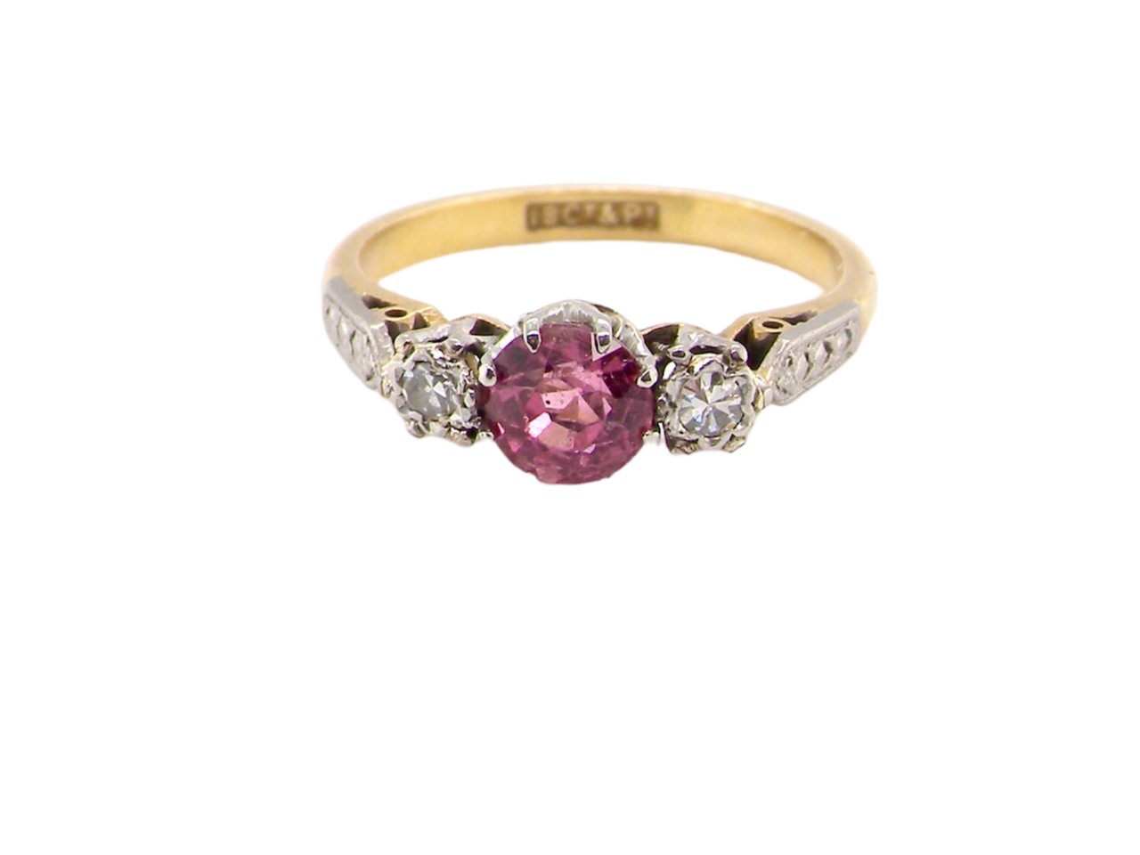 Diamond ring with pink sapphire side stones online