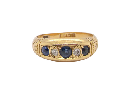 18 carat gold sapphire and diamond ring