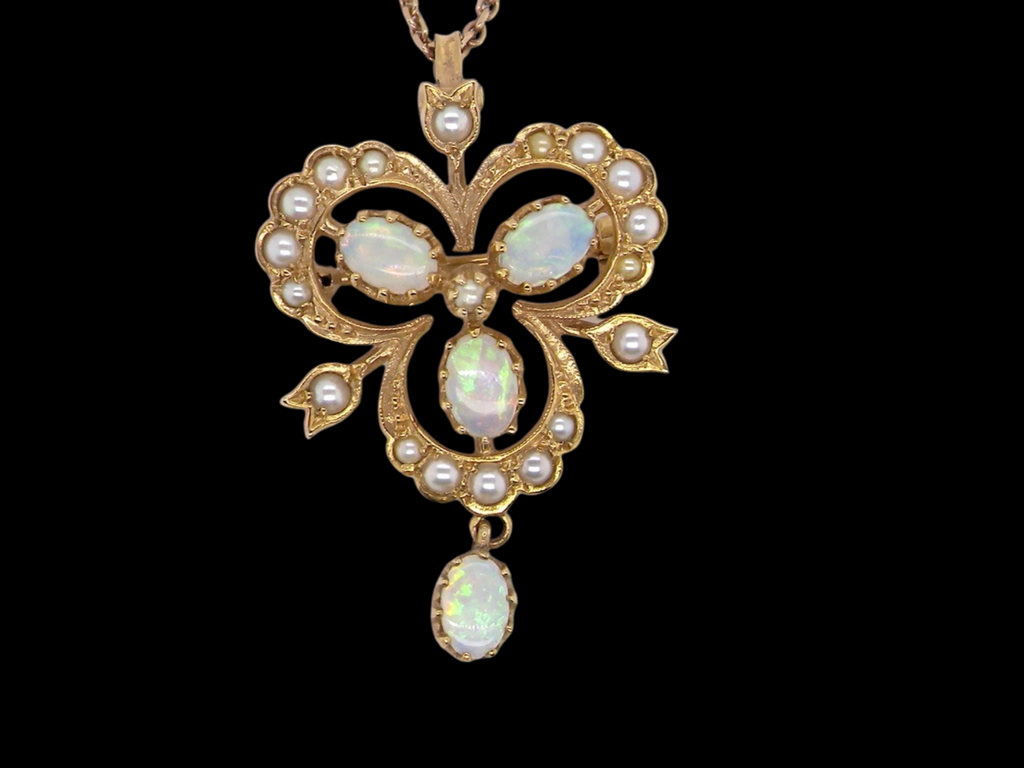 An opal and pearl pendant