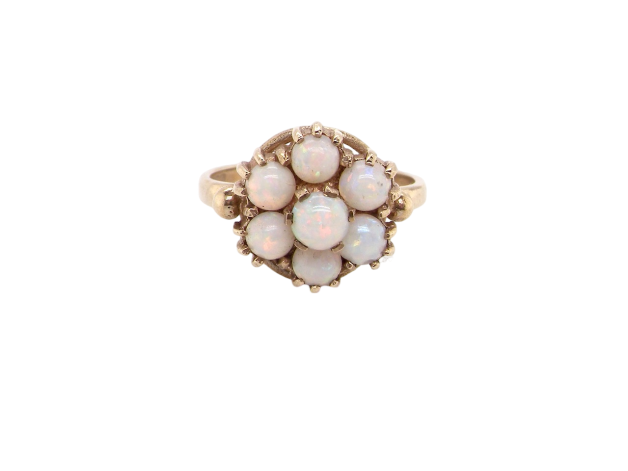 A 9 carat gold opal cluster dress ring