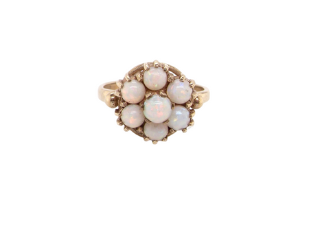 A 9 carat gold opal cluster dress ring