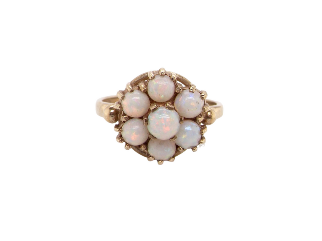  9 carat gold opal cluster dress ring