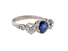 A 3 stone sapphire and diamond ring