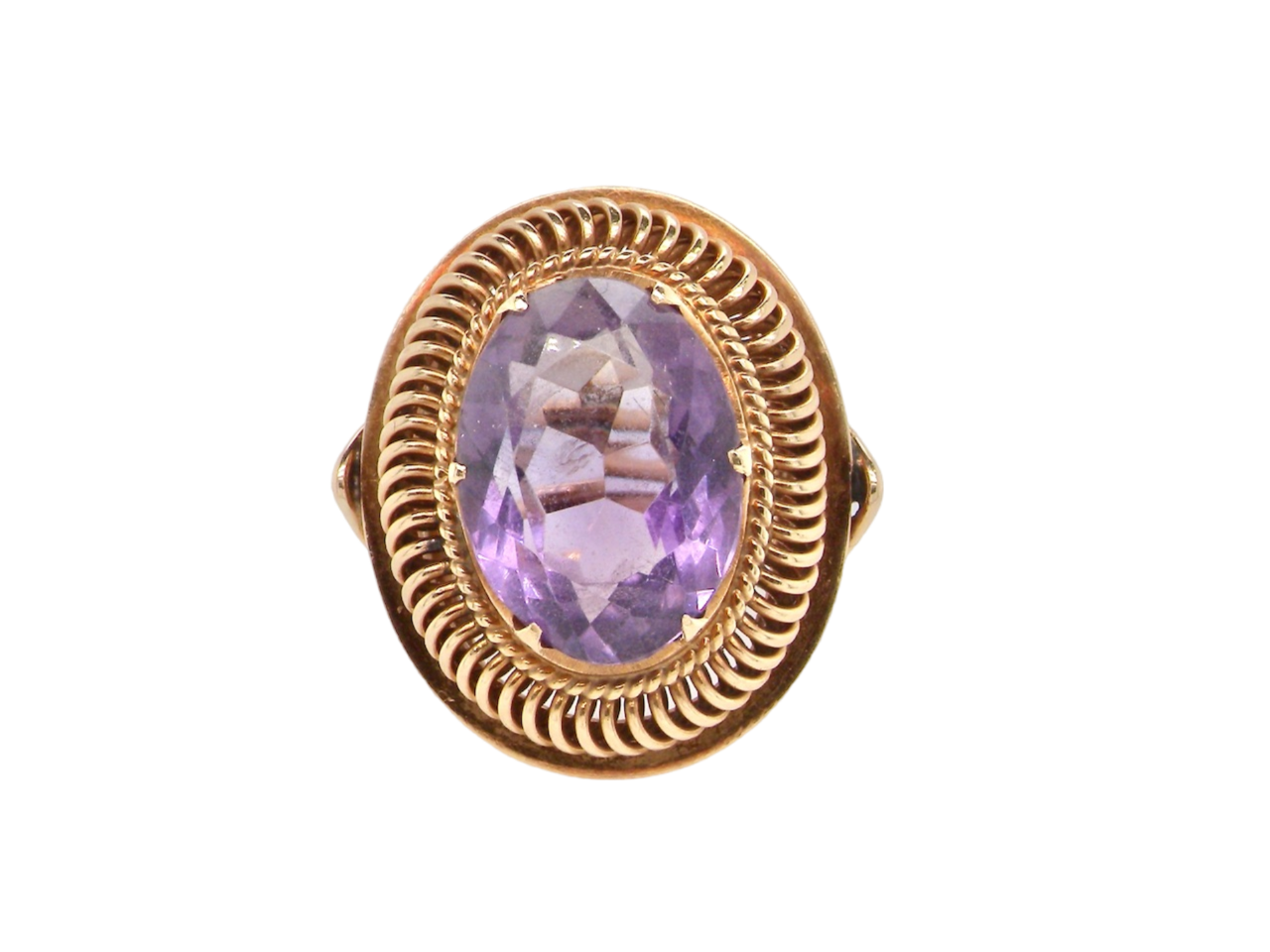 A large amethyst dress ring