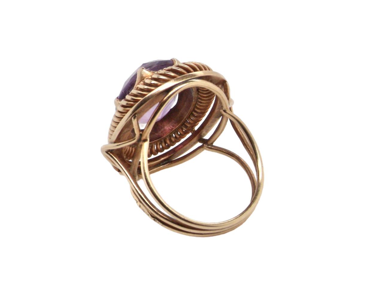 rear of an  amethyst dress ring