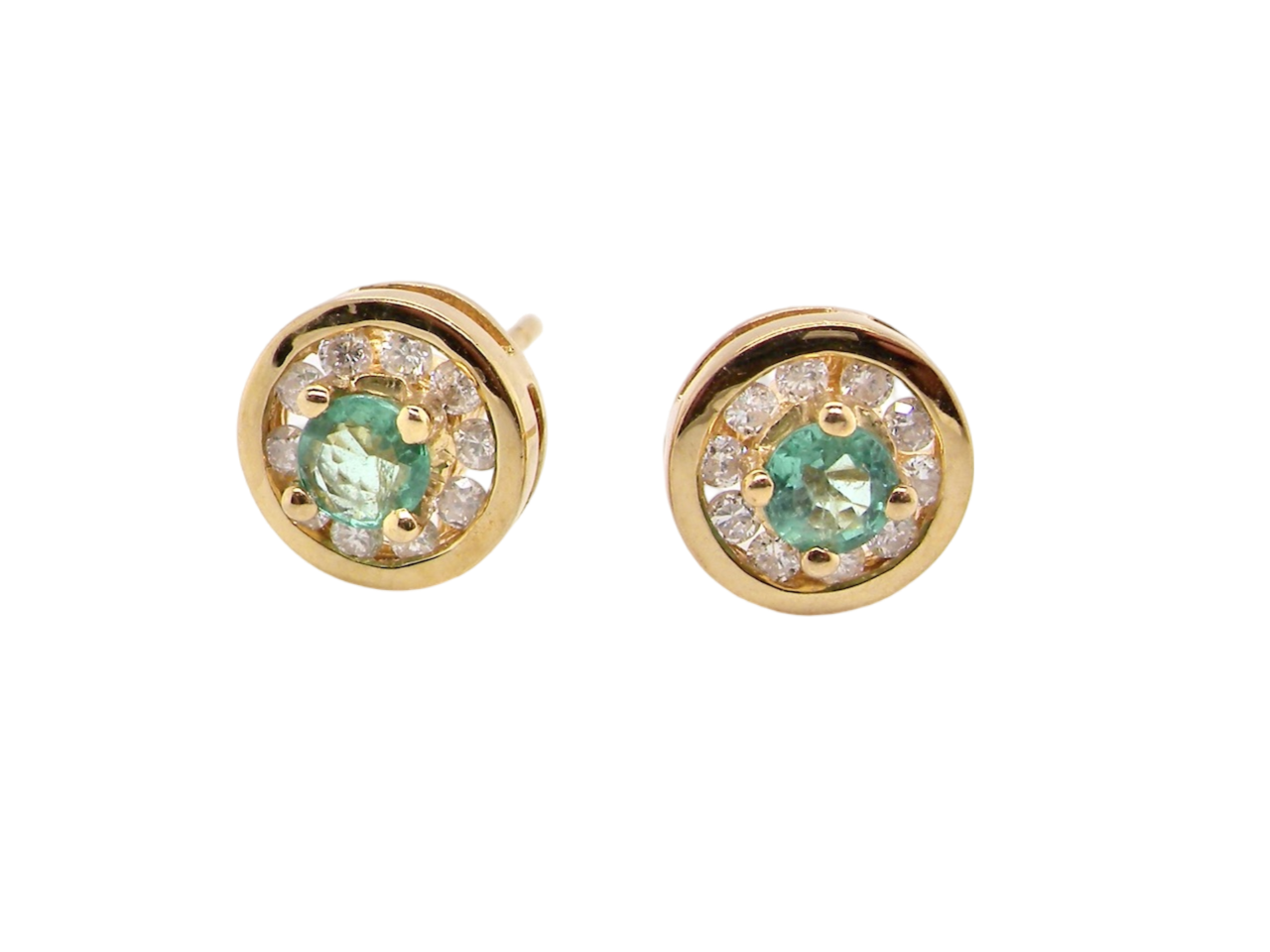 A pair of emerald and diamond earrings