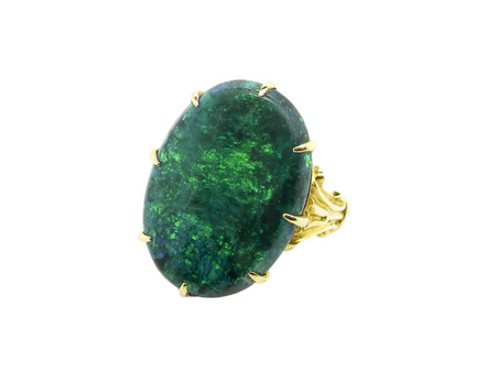 An antique black opal dress ring