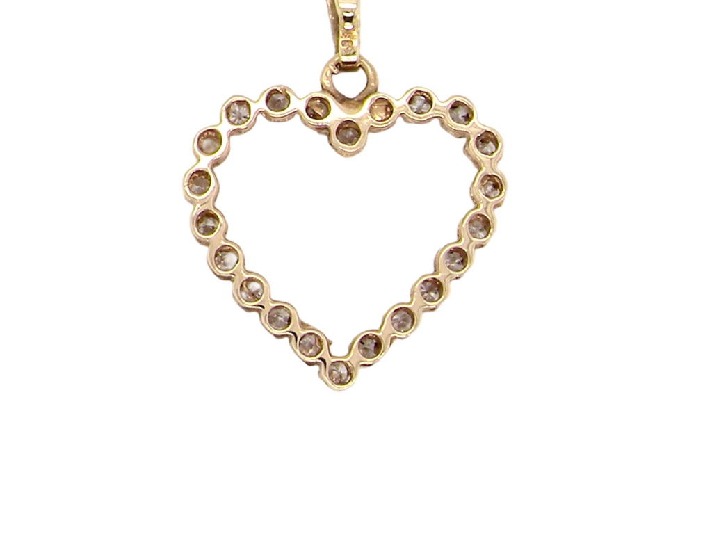 rear view heart diamond pendant