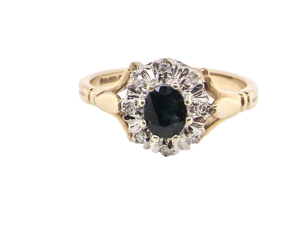 A traditional sapphire and diamond cluster ring