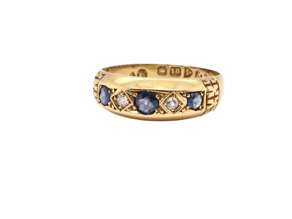 An antique sapphire and diamond ring