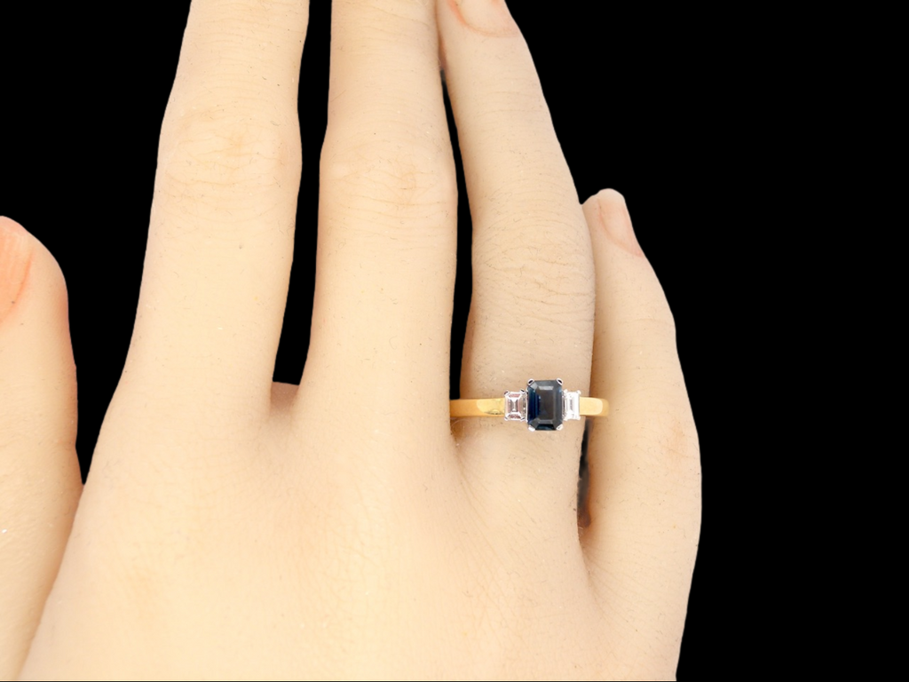 3 stone sapphire and diamond ring