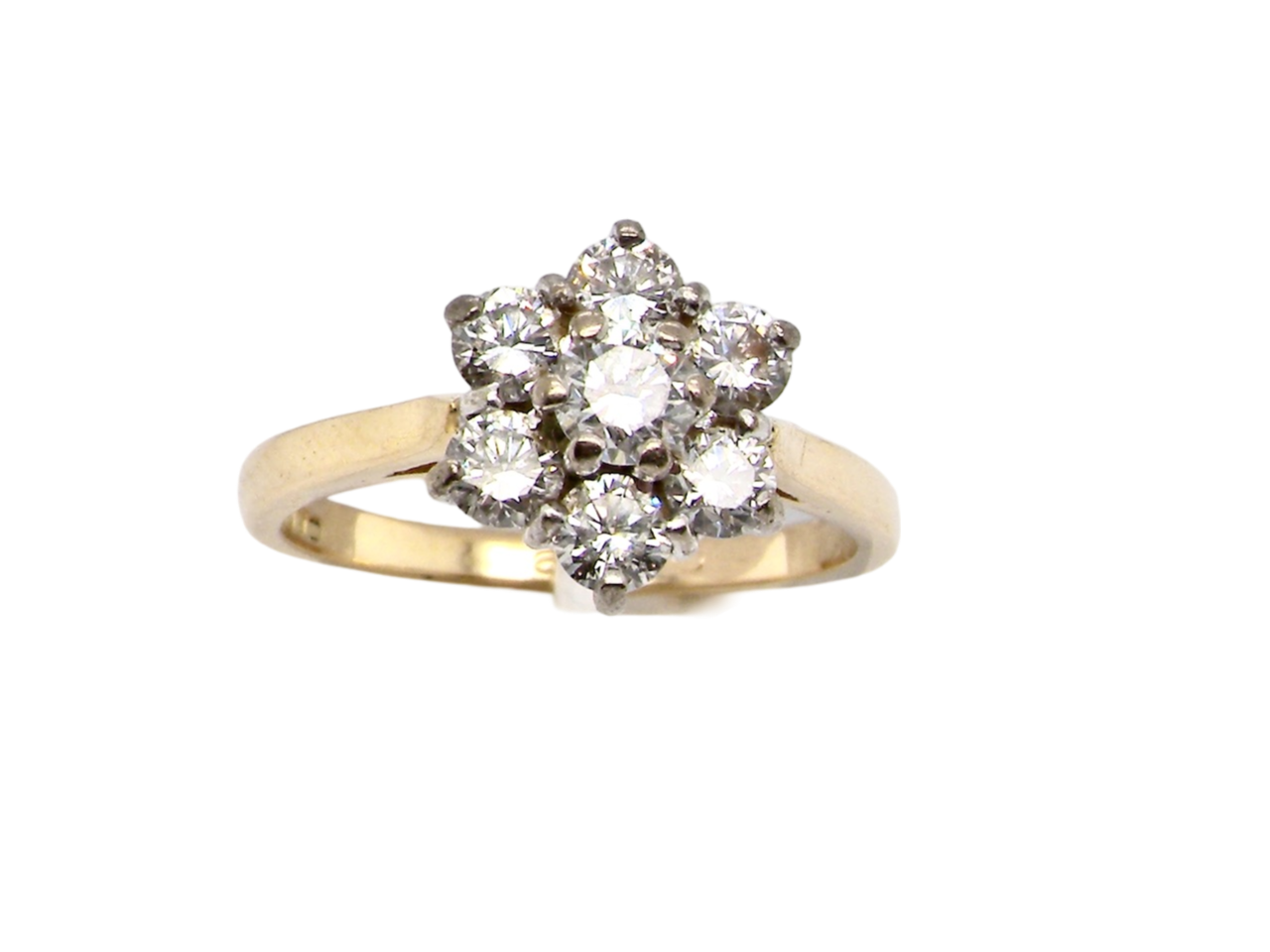 A traditional diamond cluster ring