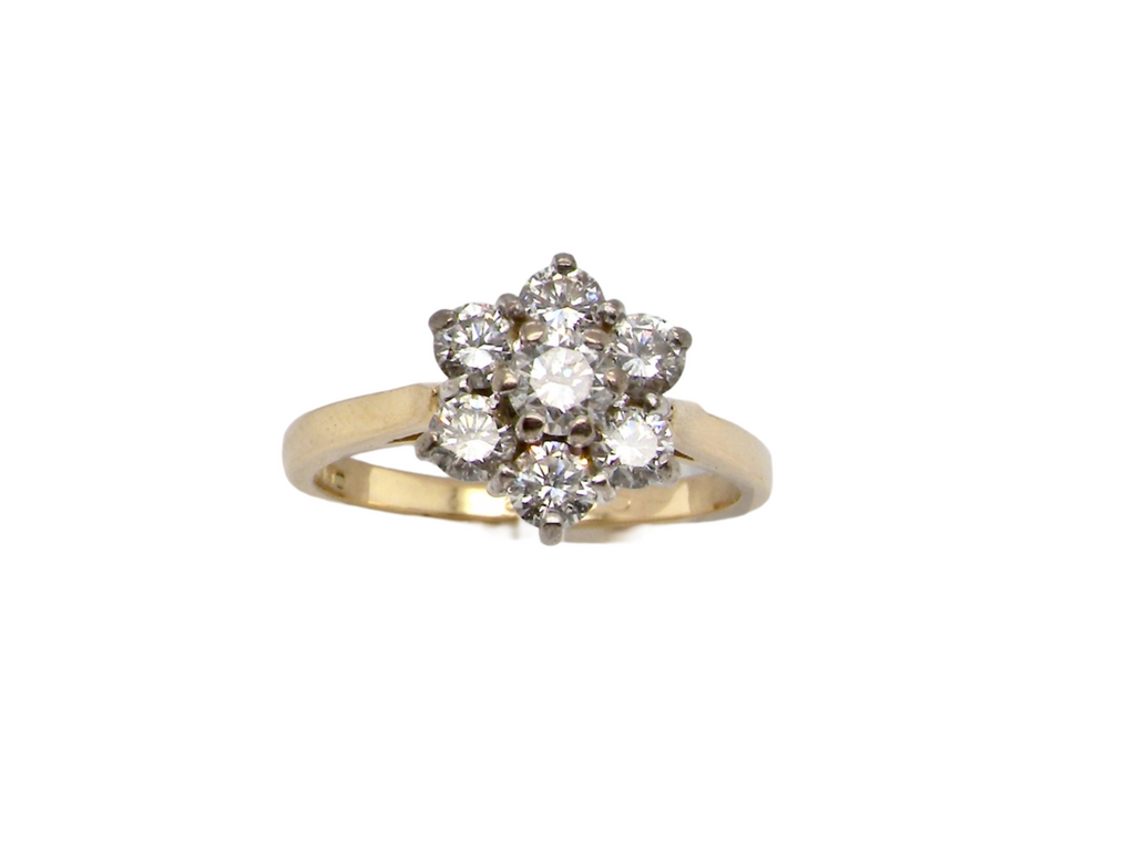 A traditional diamond cluster ring
