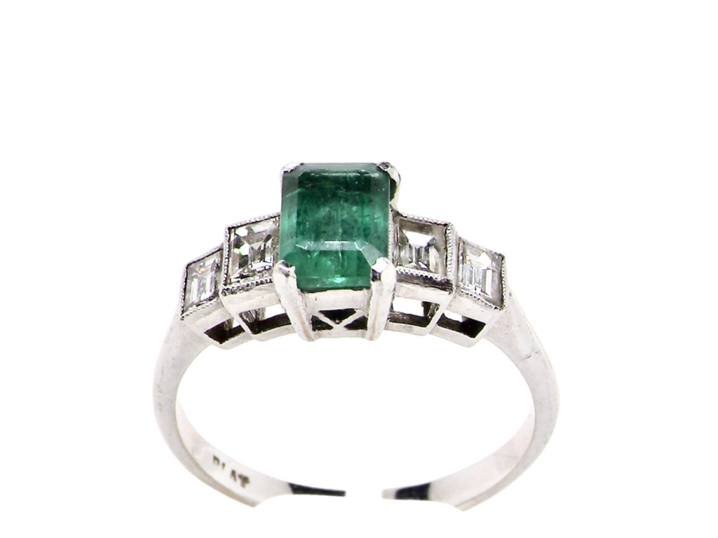 Art Deco emerald and diamond ring
