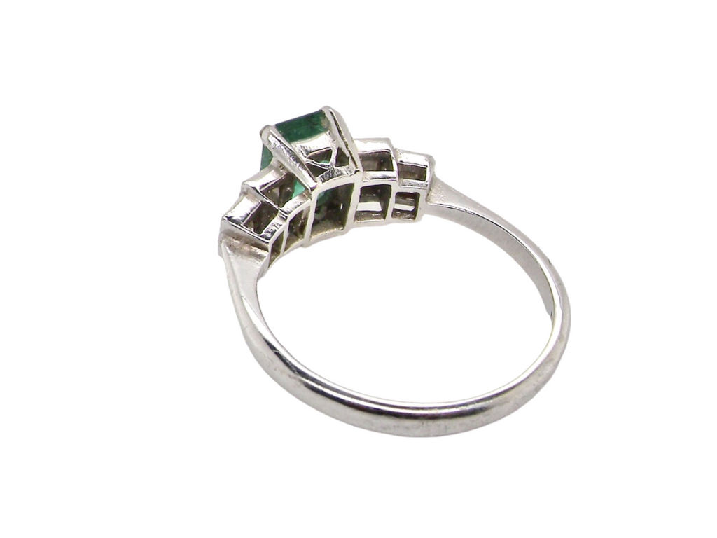rear view emerald and diamond ring