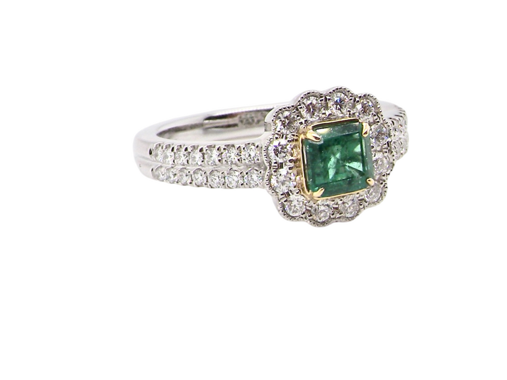 fine emerald and diamond cluster ring