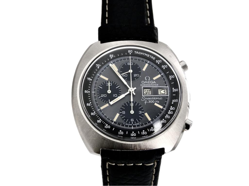 An Omega Speedsonic wrist watch