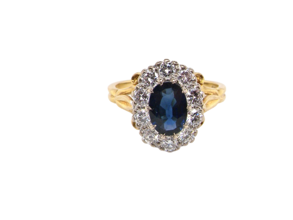 An iconic Sapphire and Diamond Cluster Ring