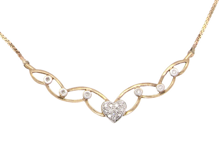 9 carat gold diamond heart necklace