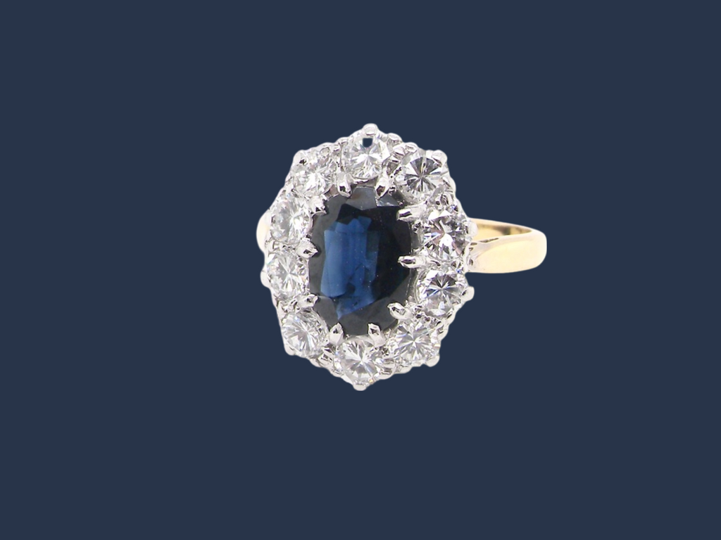  sapphire and diamond cluster ring