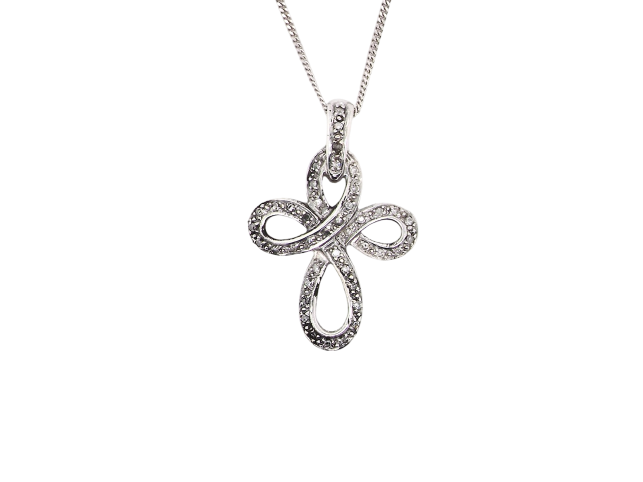 A white gold diamond cross pendant