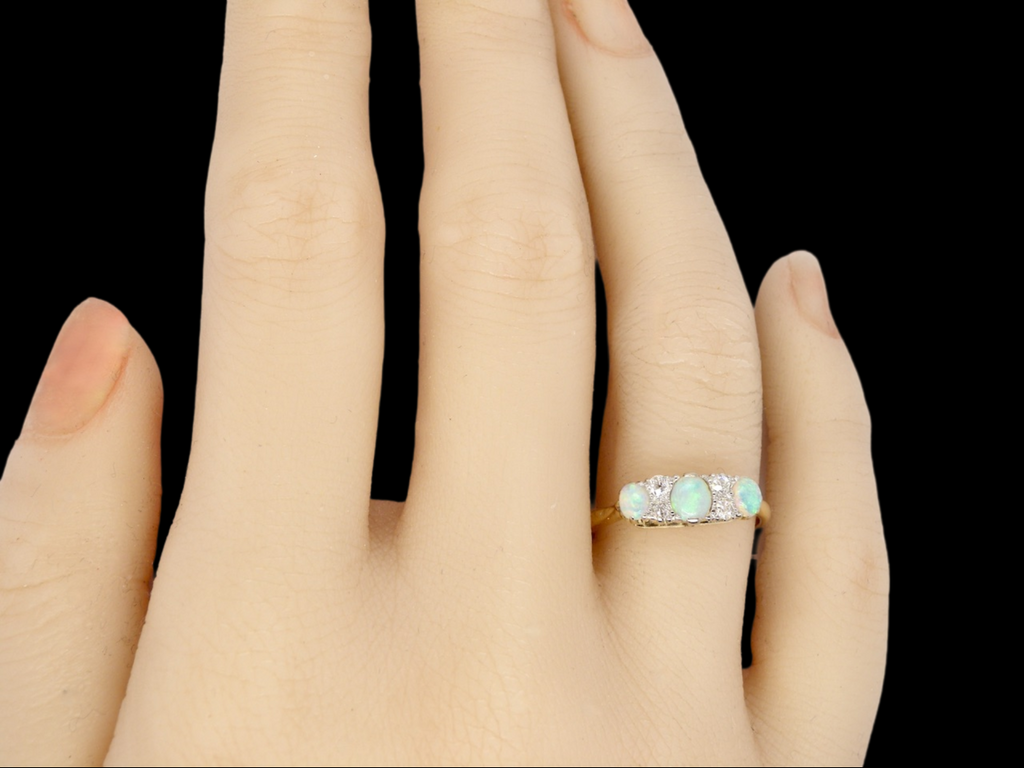 Edwardian opal and diamond ring