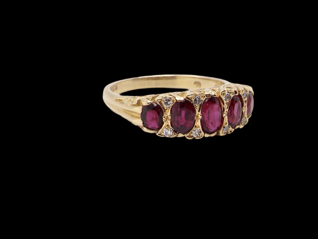 5 stone Ruby and Diamond ring