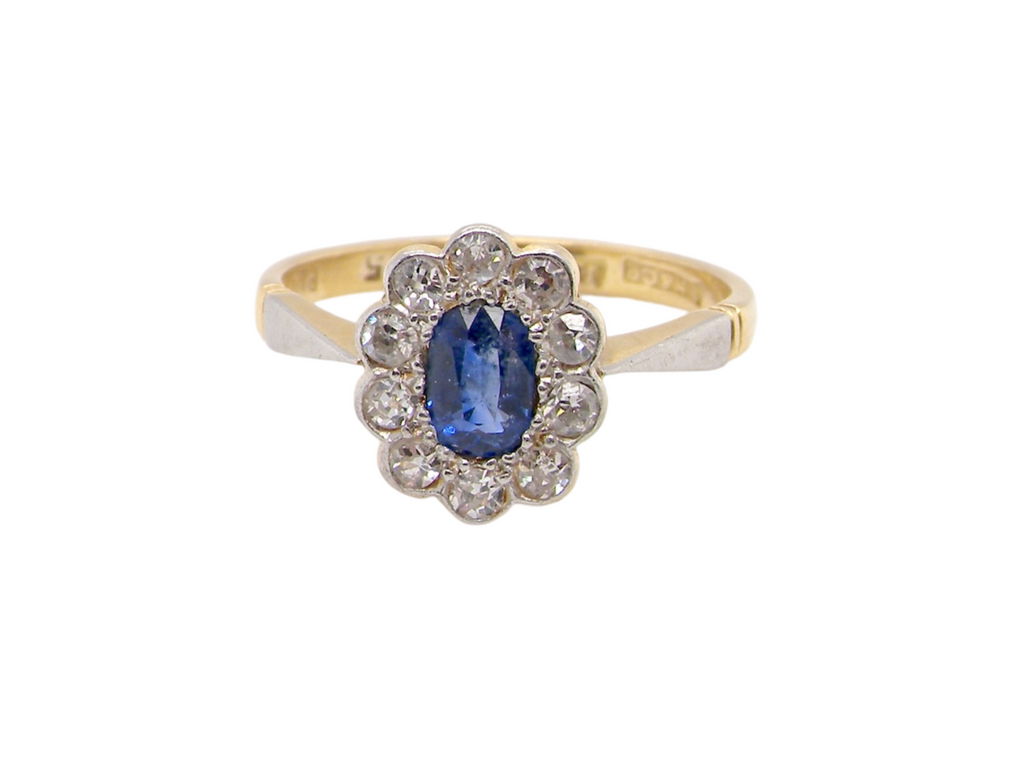 An antique sapphire and diamond ring