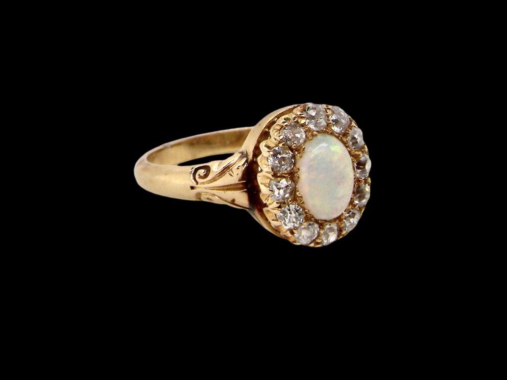 An antique opal and diamond  ring