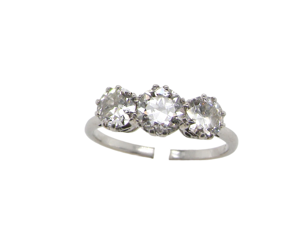 A vintage 3 stone diamond ring